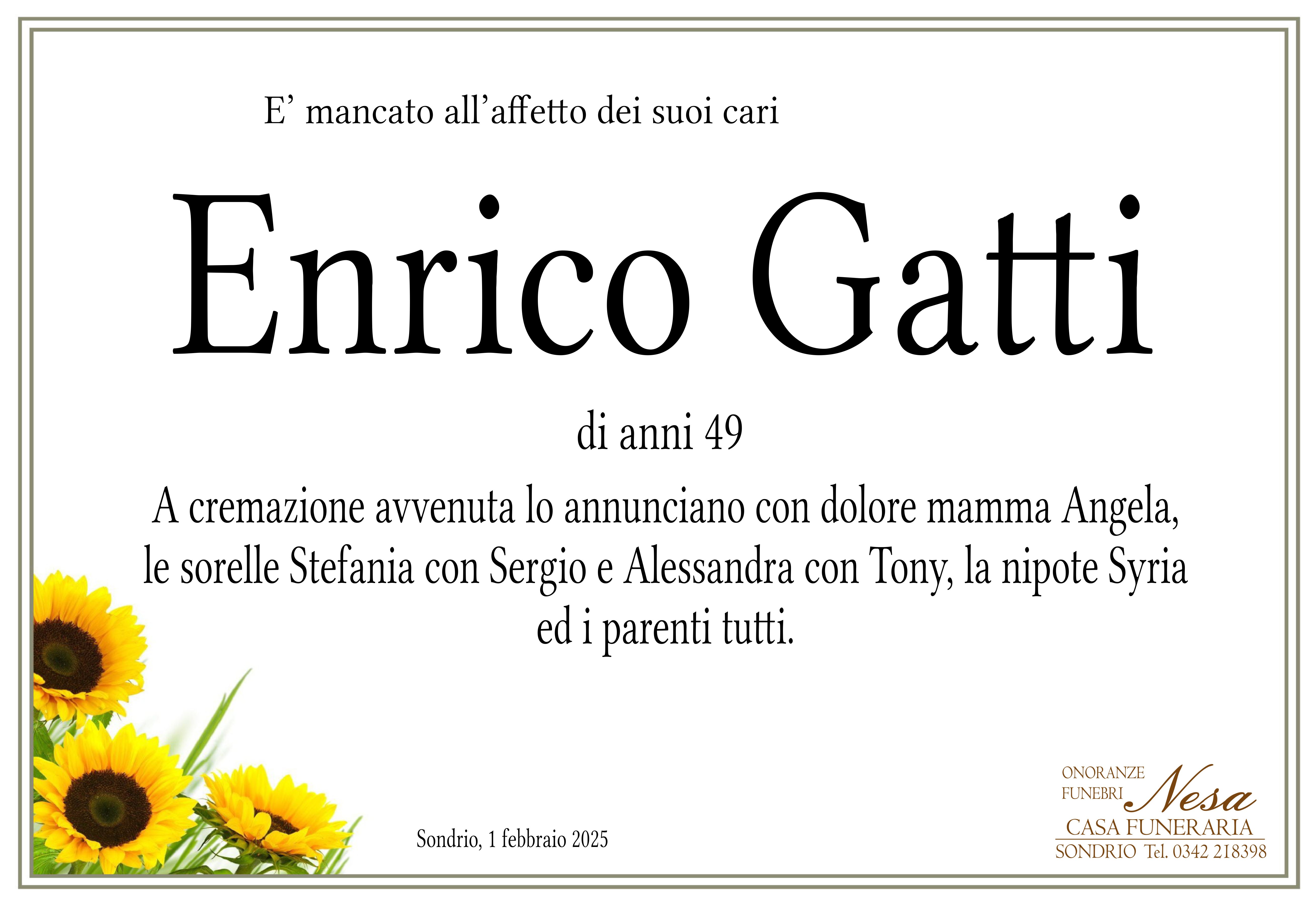 Necrologio ENRICO GATTI